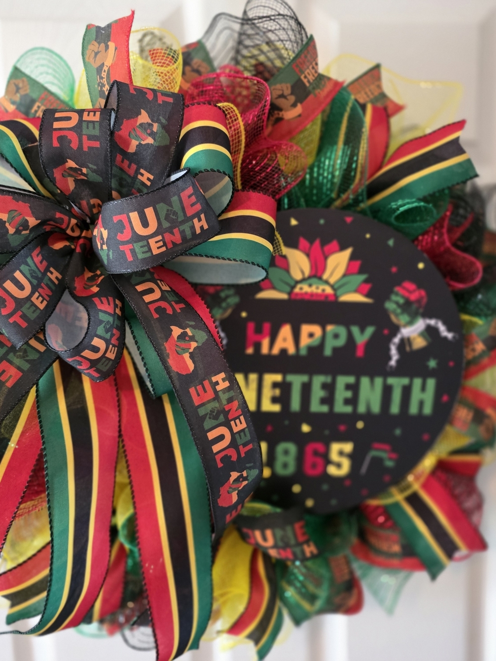 Festive Juneteenth Wreath - Multicolor Celebration Decor